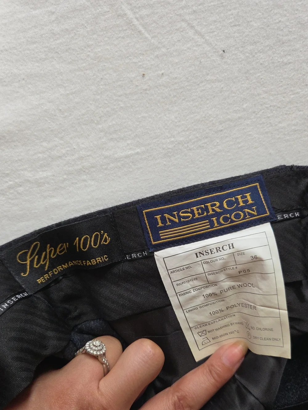 Inserch 100% Performance Fabric Straight Leg Pants Black Waist 36